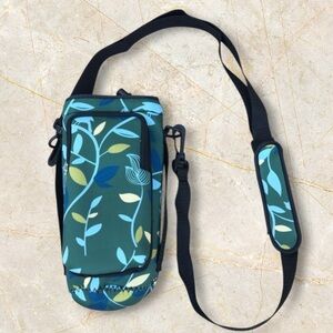 Sport Bottle Neoprene Holder Crossbody Extra Large Nature Print New